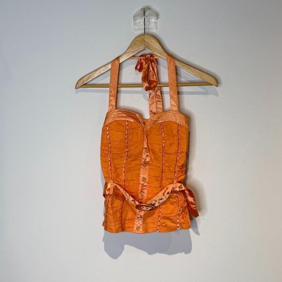 Orange Sequined Top with Belt L - Picture 3 of 5